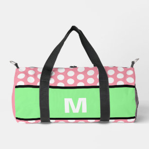 Minze grüne Pink-weiße Polka-Dots-Monogramm Duffle Bag