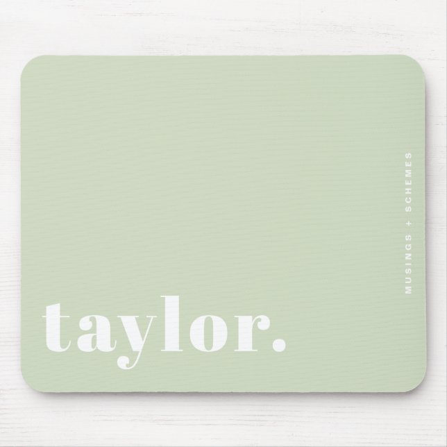 Minze grüne Retro Typografie Personalisiert Mousepad (Vorne)