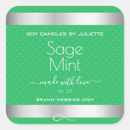 Minze grüne Silbermetall-Effekt Verpackungsetikett Quadratischer Aufkleber