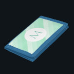 Minze grüne Streifen Mit Monogramm Vorlage Moderne Tri-fold Geldbeutel<br><div class="desc">Mint grüngestripptes Mit Monogramm Template Moderne trendige Damen Geldbörse.</div>