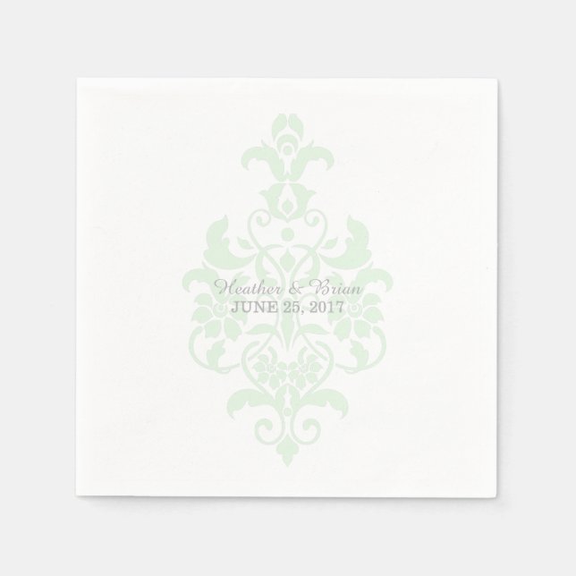 Minze grüne, subtile Damaskepapier Napkins Serviette (Vorderseite)