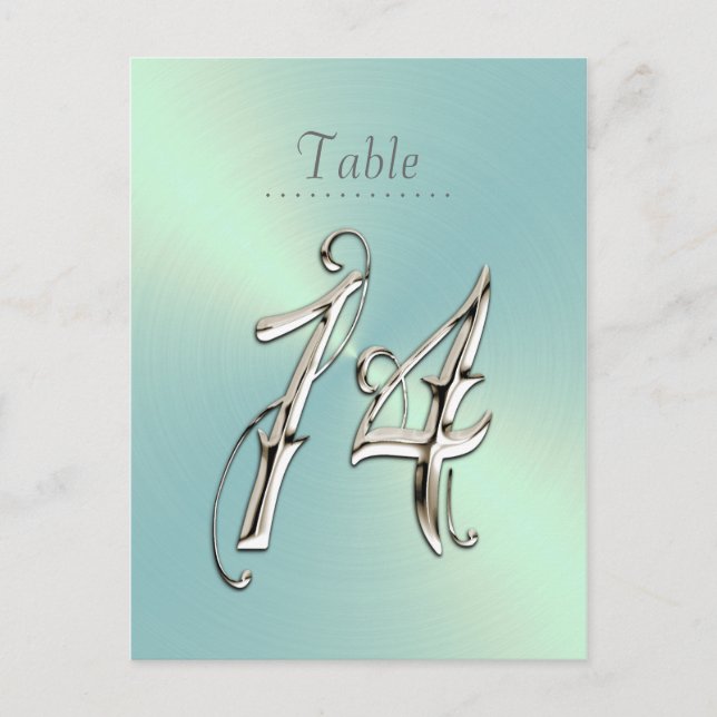 Minze Grüne Tischnummern Extravagant Silver Vierze (Vorderseite)