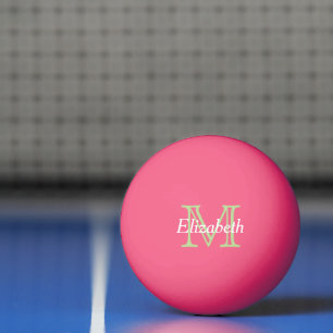Minze grüne und weiße Monogramm auf Pink Tischtennisball