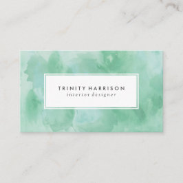 Minze grüne Wasserfarbe | Chic Modern Visitenkarte