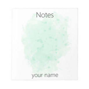 Minze grüne Wasserfarbe Paint Blotter mit Ihrem Na Notizblock