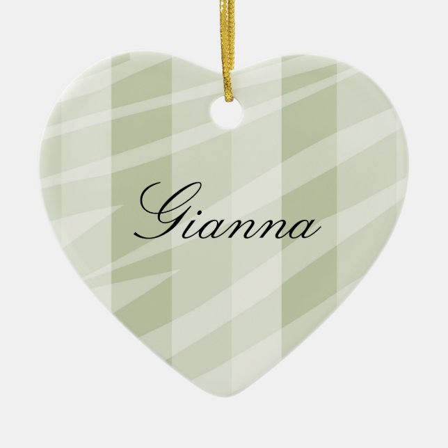 Minze grüne, weiße Zebrastreifen Keramikornament (Vorne)