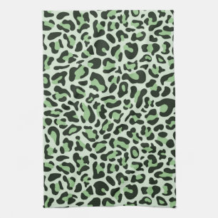 Minze grüner Leopard Print Retro Küchentücher