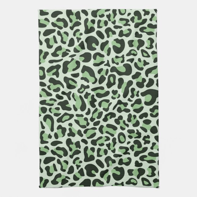 Minze grüner Leopard Print Retro Küchentücher (Vertikal)