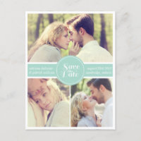 Minze grünes Retro-Foto Save the Date Postkarte