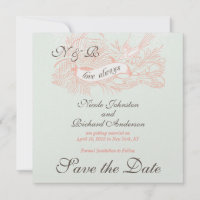 Minze Grünkoralle Rosa Save the Date Vintag