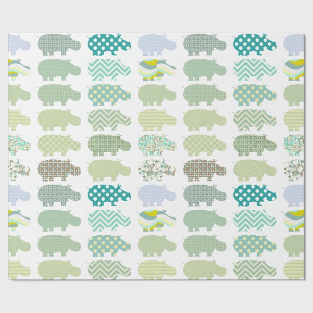 Minze Hippo Matte Wrapping Paper Geschenkpapier (Saum)
