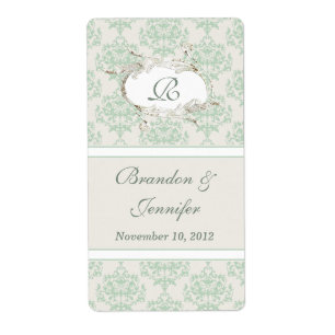 Minze Hütte Chic Damask Mini Weinetiketten