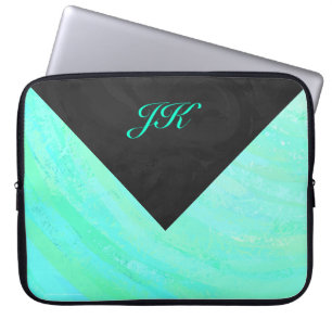 Minze Ice Blue und Black Monogram Laptopschutzhülle