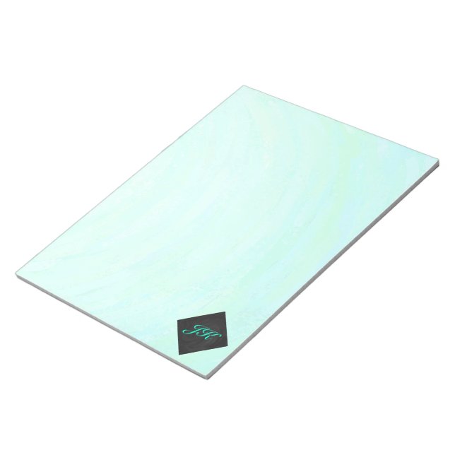 Minze Ice Blue und Black Monogram Notizblock (angewinkelt)