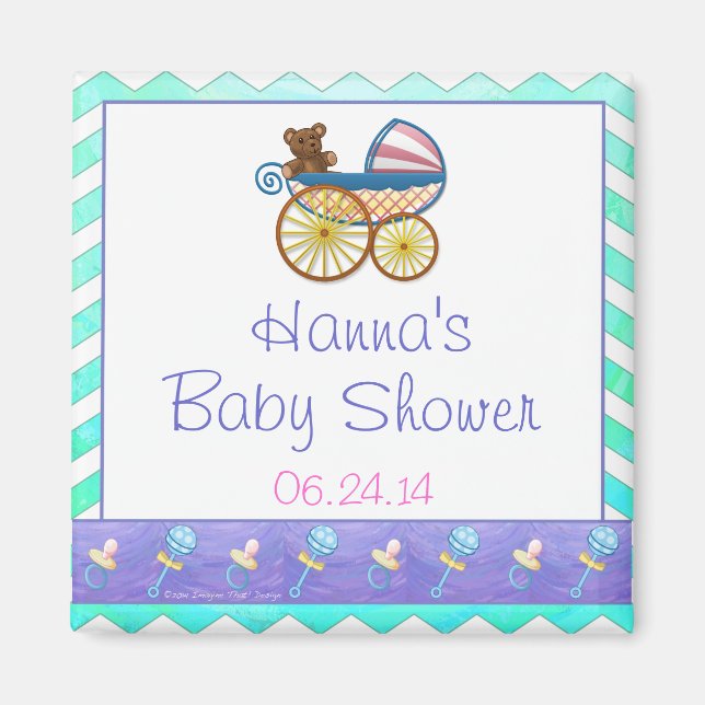 Minze Ice Blue Zickzack Patteryn Baby Magnet (Vorne)