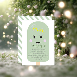 Minze Ice Cream Cone Scoop Confetti Geburtstagspar Einladung