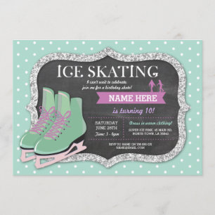 Minze Ice Skaten Birthday Party Rink Skate Einladu Einladung