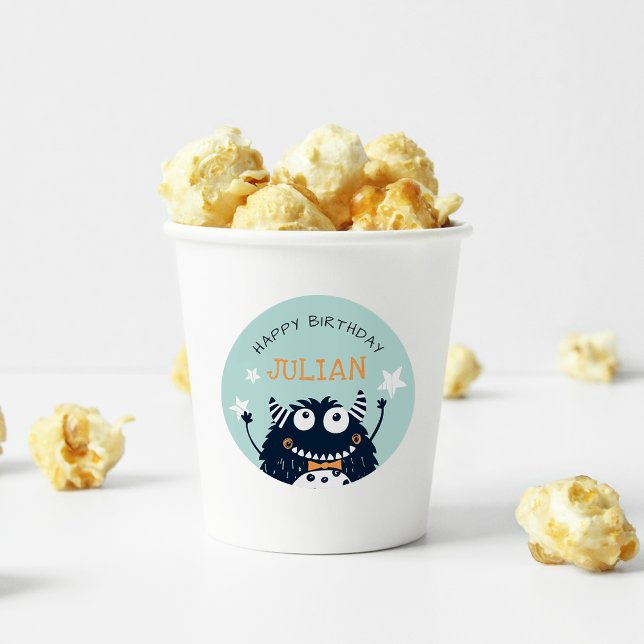 Minze | Kleines Monster Personalisierter Kindergeb Runder Aufkleber (Von Creator hochgeladen)