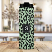 Minze Leopard Tierdruckmuster Mit Monogramm