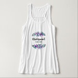 Minze & Lila Blumenkranz Hochzeitsfrau Tank Top<br><div class="desc">Mint & Lila floral Wreath Wasserfarbe Hochzeit Personalisierte Bridesmaid T-Shirt mit hübscher Rose und Blume und lustigen modernen Brush Schriftart. Karo meinen Shop,  um die gesamte Hochzeitssuite für dieses Design zu sehen!</div>