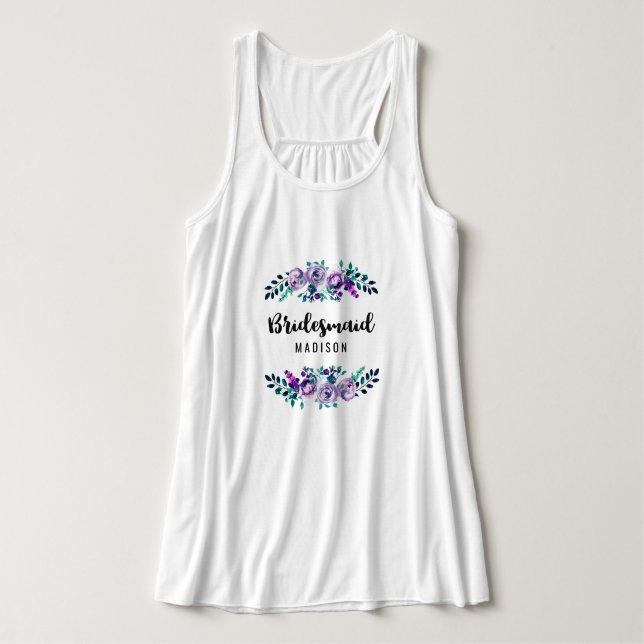 Minze & Lila Blumenkranz Hochzeitsfrau Tank Top (Design Vorderseite)