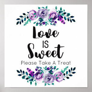 Minze & Lila Florale Hochzeit Liebe ist süß Poster