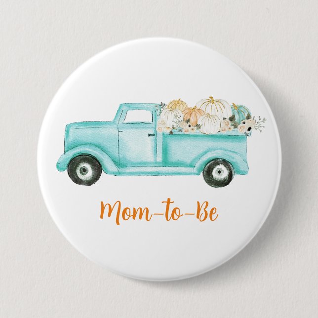 Minze Little Pumpkin Baby Dusche Mama zu sein Button (Vorderseite)