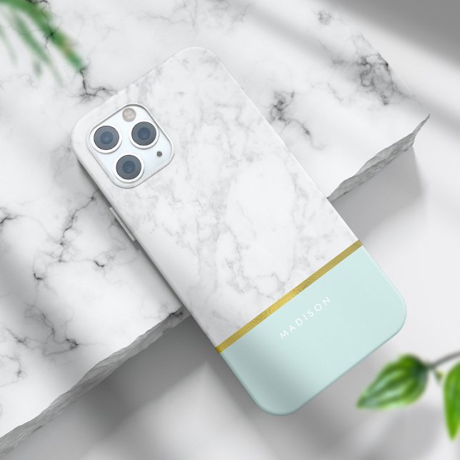 Minze Marmormuster und Imitate Gold Foil Case-Mate iPhone Hülle (Von Creator hochgeladen)