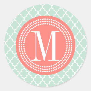 Minze marokkanische Fliesen Gitter Personalisiert Runder Aufkleber