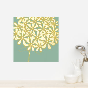 Minze Modern Floral Gold Foliendrucke