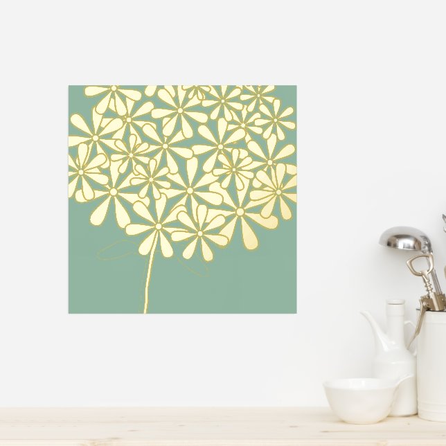 Minze Modern Floral Gold Foliendrucke (In Situ (Küche))