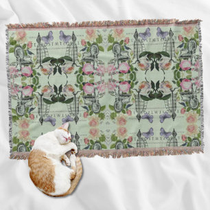 minze moderne Vintage französische Rose Schmetterl Decke