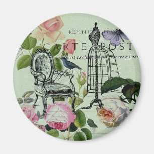 minze moderne Vintage französische Rose Schmetterl Magnet