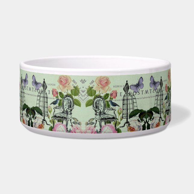 minze moderne Vintage französische Rose Schmetterl Napf (Vorderseite)