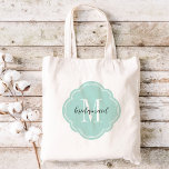 Minze Monogram Bridesmaid Tote Bag Tragetasche<br><div class="desc">Niedlich trendige mit Monogramm Hochzeitsfeiertagssäcke personalisiert mit einem eigenen Monogramm-Initial,  Bräunungstext oder fügen einen Namen oder eine andere Nachricht hinzu. Klicken Sie auf Anpassen,  um Schriftart und Farben zu ändern,  um ein einzigartiges Geschenk für Ihre Brautmädchen und Hochzeitsfeier zu schaffen!</div>