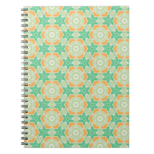 Minze Mosaik Blume Muster Fliesen 70er 60er Notizblock