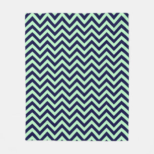 Minze, Navy Blue Large Zickzack ZigZag Muster Fleecedecke