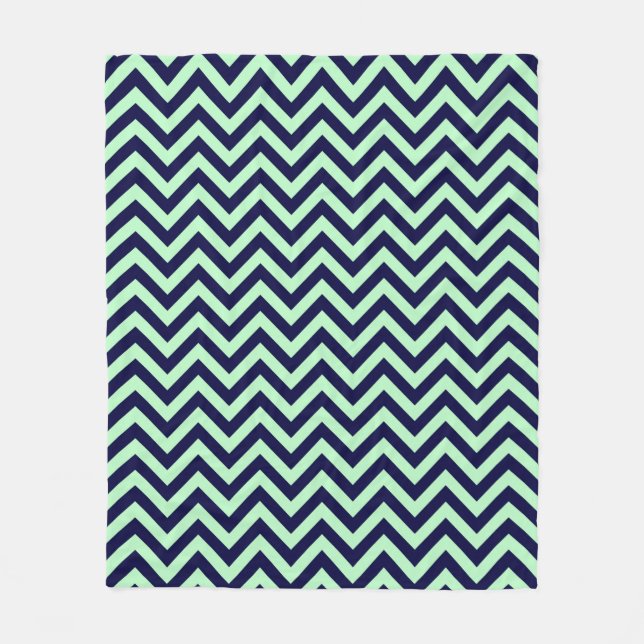 Minze, Navy Blue Large Zickzack ZigZag Muster Fleecedecke (Vorderseite)