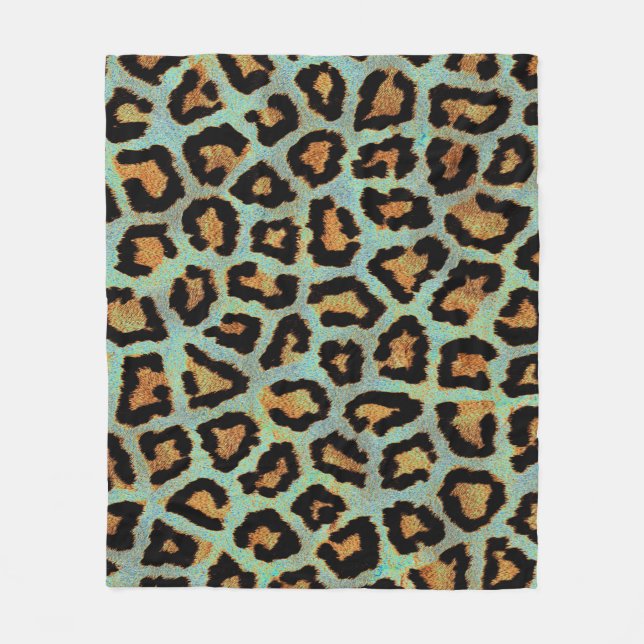 Minze necken mich aquamarine Leoparddruck-Artdecke Fleecedecke (Vorderseite)