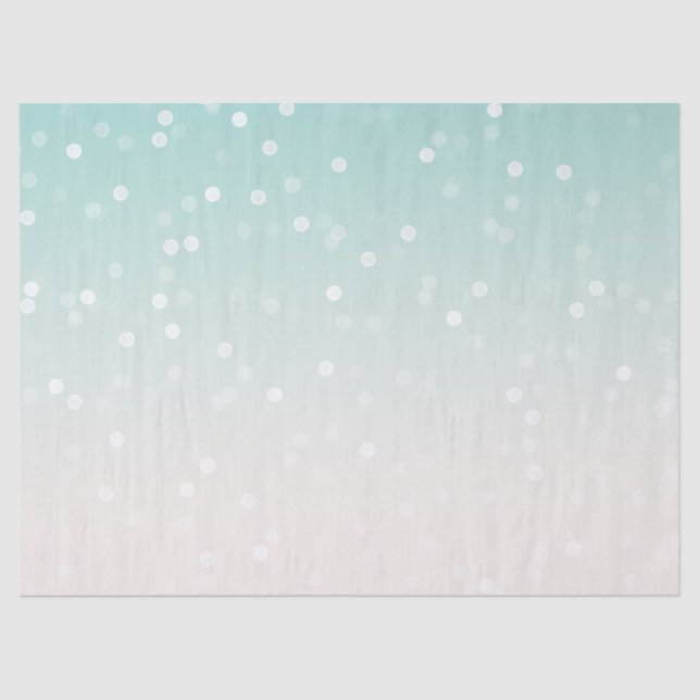 Minze Ombre White Bokeh Confetti Seidenpapier (Vorderseite)