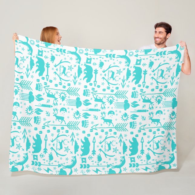 Minze Owl Bear Deer Fox Woodland Kreaturenmuster Fleecedecke (Beispiel)