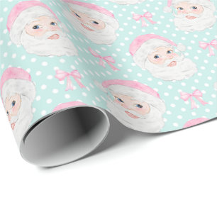 Minze Pink Hat Santa Pink Bows Polka Dot Geschenkpapier