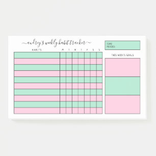 Minze & Pink Weekly Habit Tracker Post-it Klebezettel