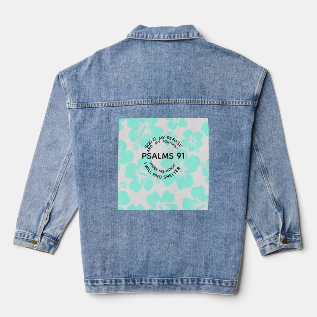 Minze Psalmen 91 Blume Jeansjacke (Rückseite)