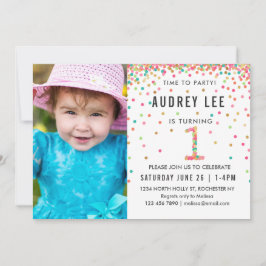 Minze Rosa 1. Geburtstag Party Foto Erster Geburts Einladung