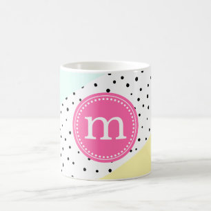 Minze, Rosa und Gelb Personalisierte Sommermonogra Kaffeetasse