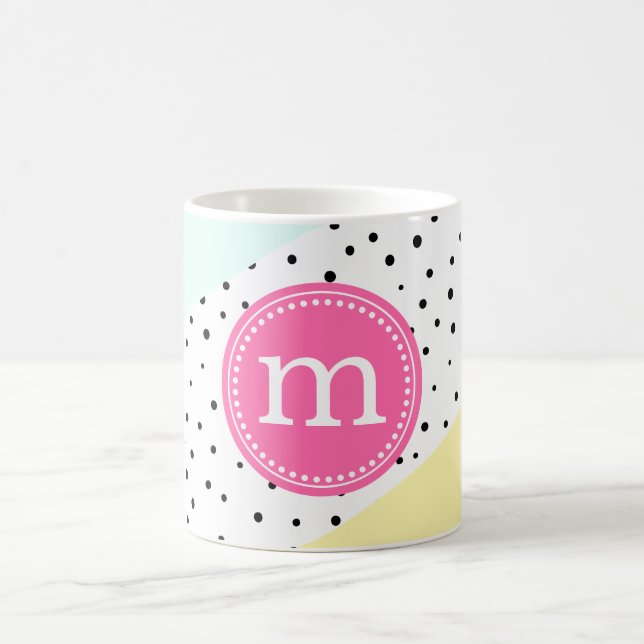 Minze, Rosa und Gelb Personalisierte Sommermonogra Kaffeetasse (Mittel)