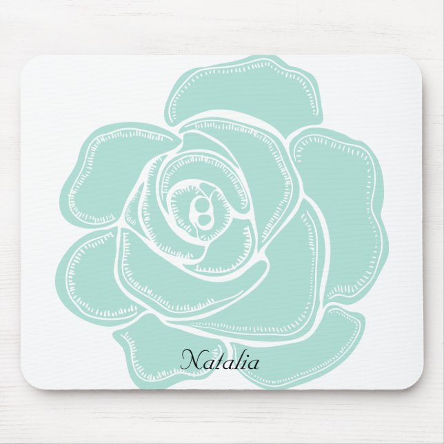 Minze Rose Floral Mousepad (Vorne)