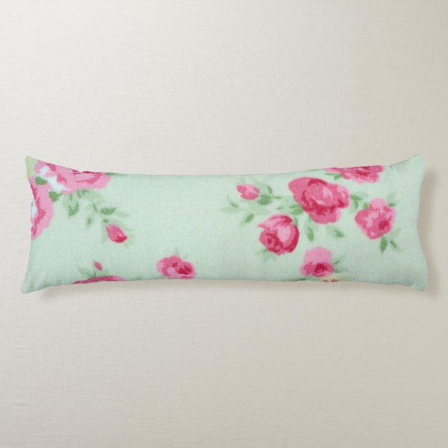 Minze Rose Shabby Chic Kissen 20" x 54" (Vorderseite)