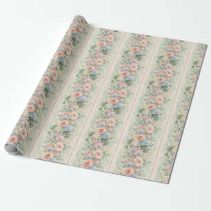Minze-Rosen-Tropisches-Blumen-Streifen-Geschenk Geschenkpapier